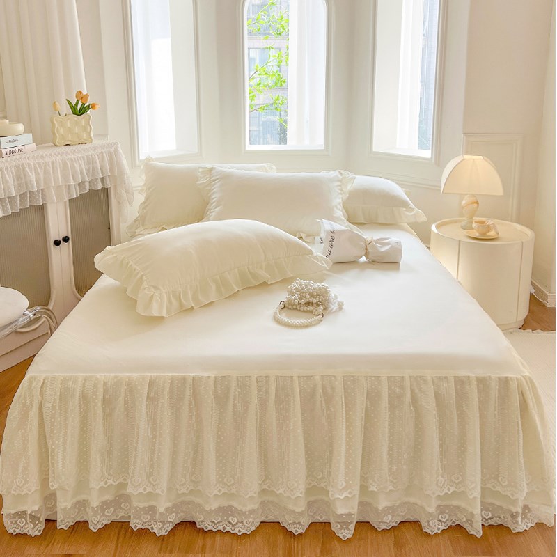法式公主风床裙式床罩单件1.8x2x2.2m双人高端蕾丝花边床套保护套