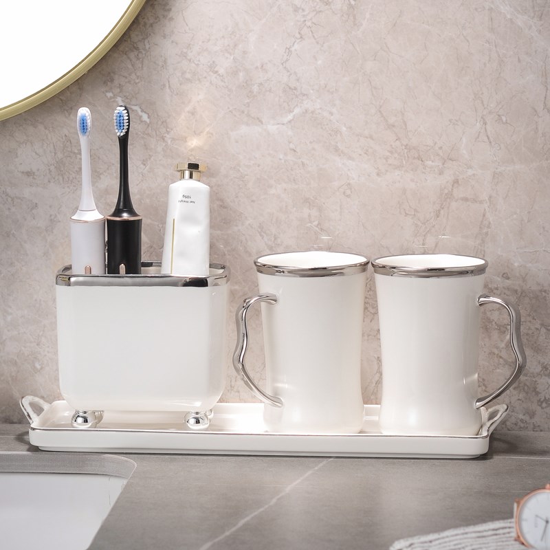 轻奢刷牙漱口杯情侣刷牙的杯子高级感牙具杯陶瓷牙刷杯洗漱杯套装