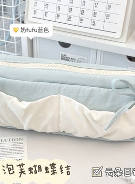 原创云朵泡芙蝴蝶结芭蕾风蓝色系笔袋女生高颜值文具盒大容量收纳袋ins风小众男生女生初高中生铅笔盒收纳袋