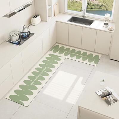 厨房防滑防油地垫北欧轻奢小清新几何美学垫子吸水地 硅藻泥家用