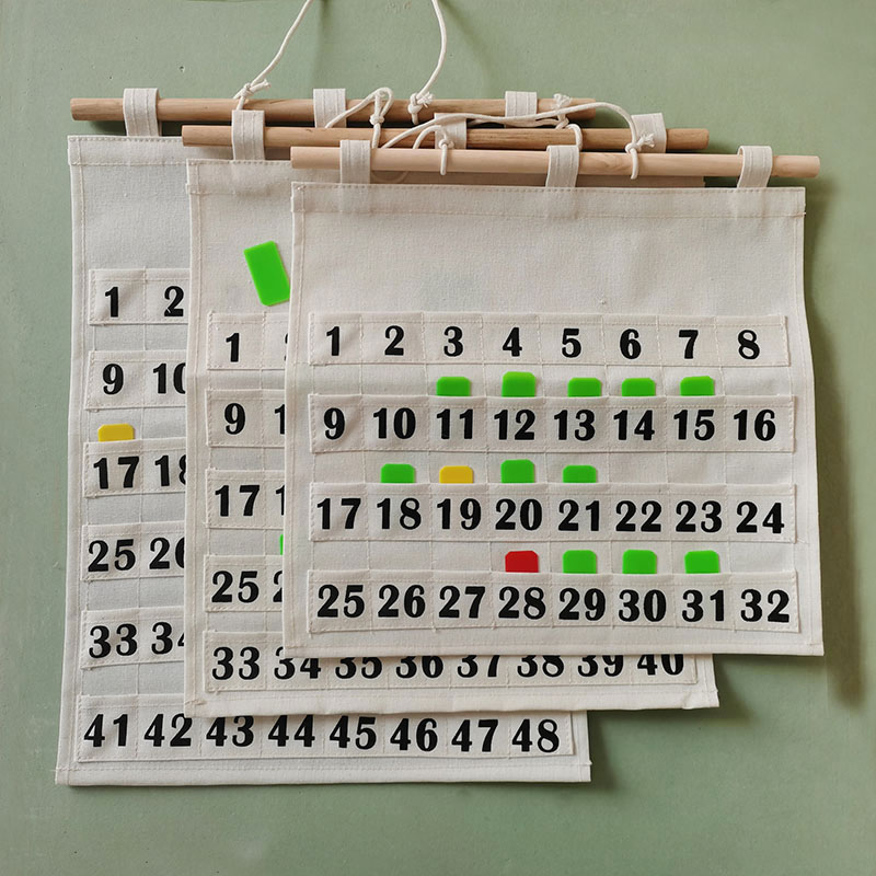 可水洗防水帆布幼j儿园晨检卡袋健康考勤卡插卡袋小班标配收纳挂