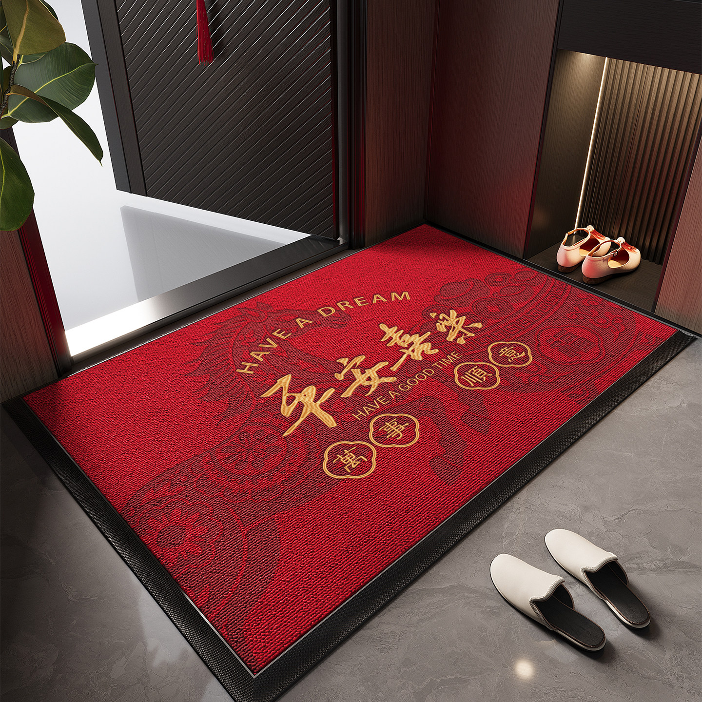 马年红色入户门地垫玄关进门防滑脚垫大门口除尘耐磨耐脏除尘地毯,居家布艺,入户地垫,淘宝优惠券,粉丝福利购,淘宝优惠卷