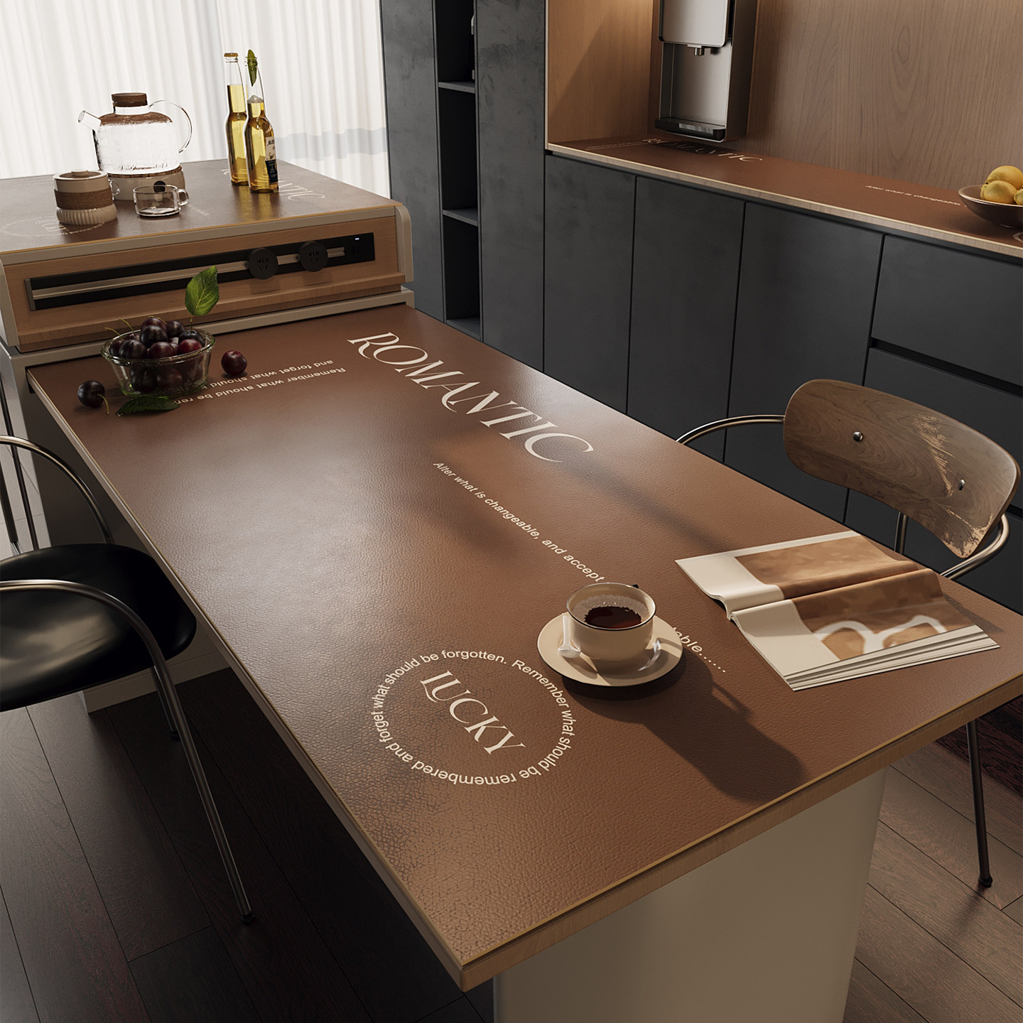 餐桌垫PVC高级感皮革防水防油桌布边柜垫岛台保护垫盖布全屋定制,居家布艺,桌布,淘宝优惠券,粉丝福利购,淘宝优惠卷