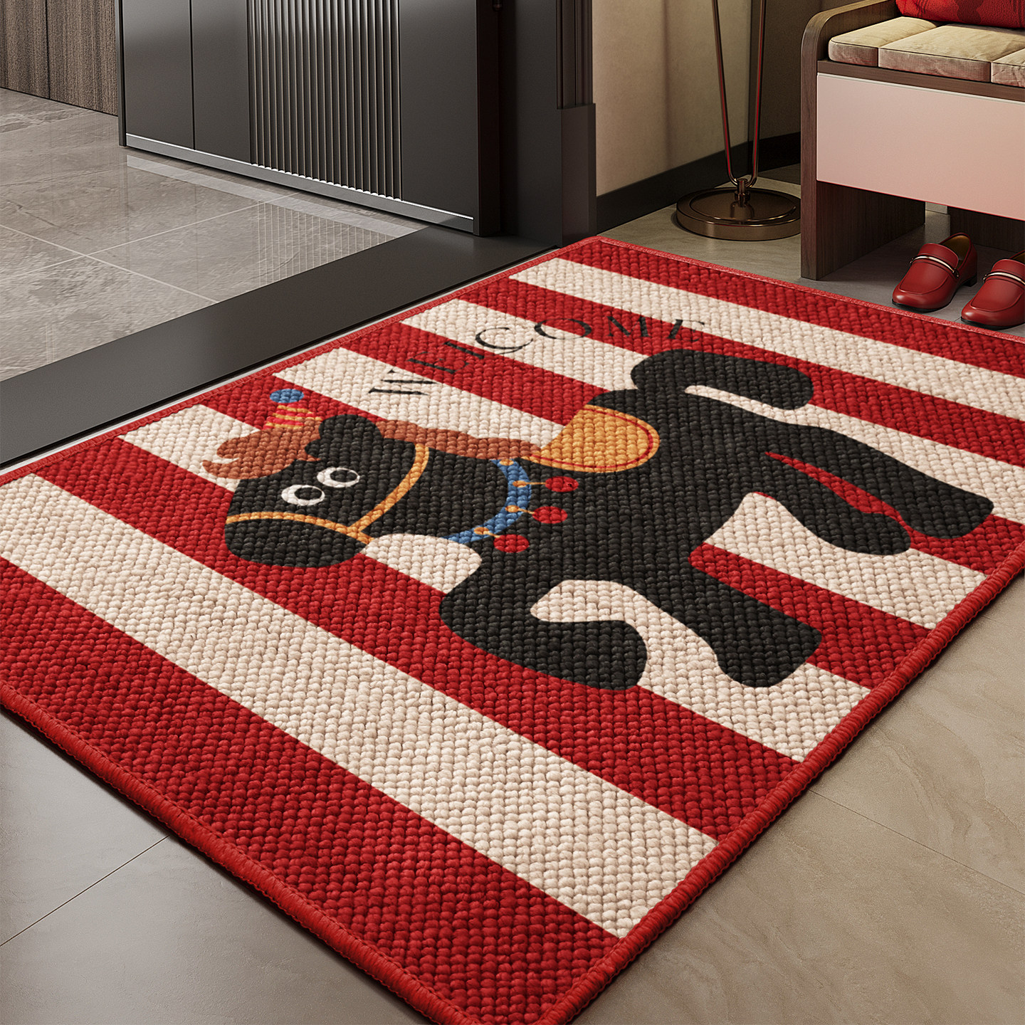 入户门地垫红色新款大颗粒玄关