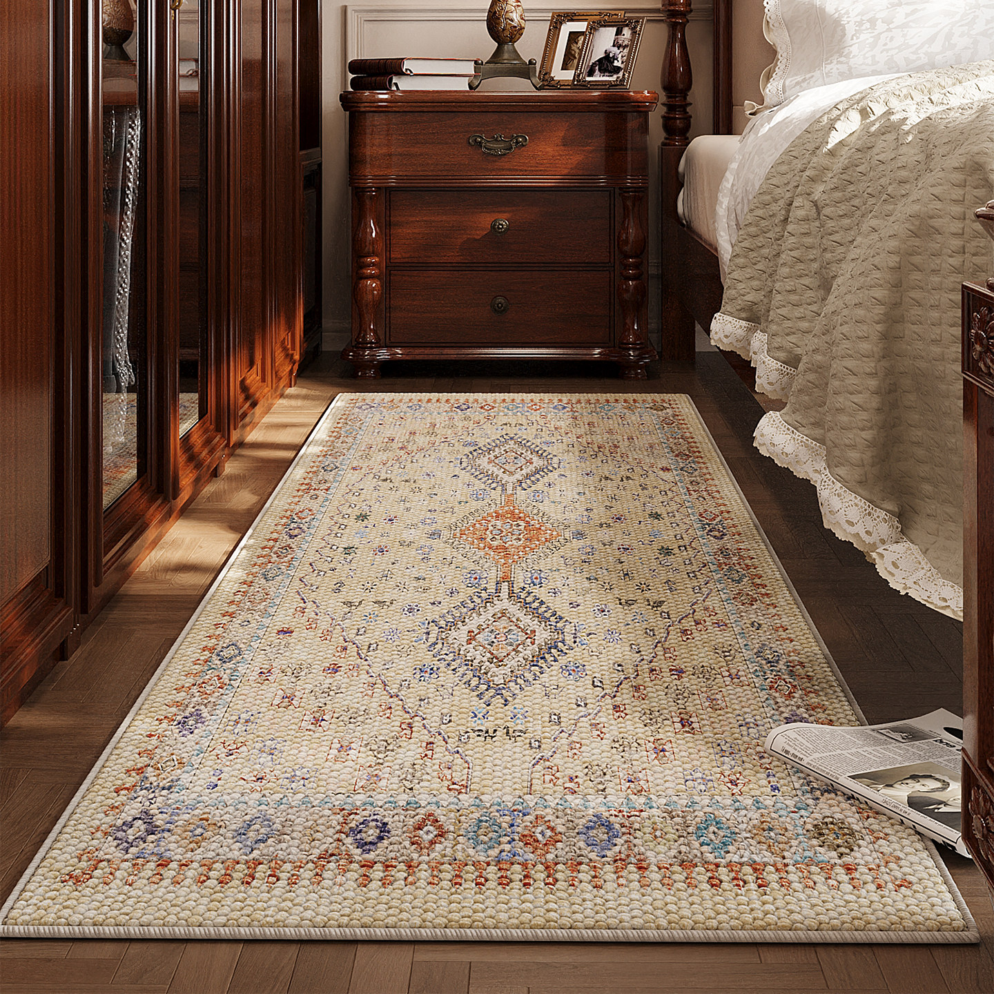 主卧加厚卧室床边地毯美式复古大颗粒床前床尾床头脚垫客厅茶几毯,居家布艺,入户地垫,淘宝优惠券,粉丝福利购,淘宝优惠卷