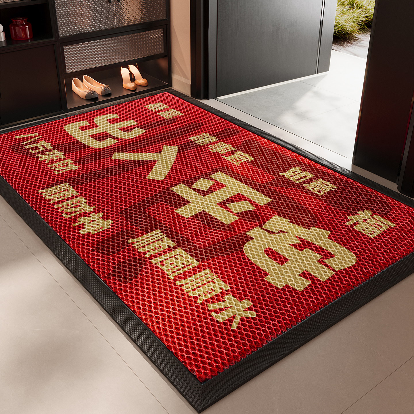 入户门地垫红色喜庆防滑脚垫