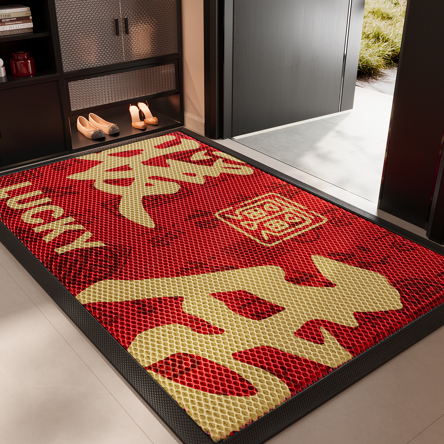 入户门地垫红色喜庆高端防滑脚垫