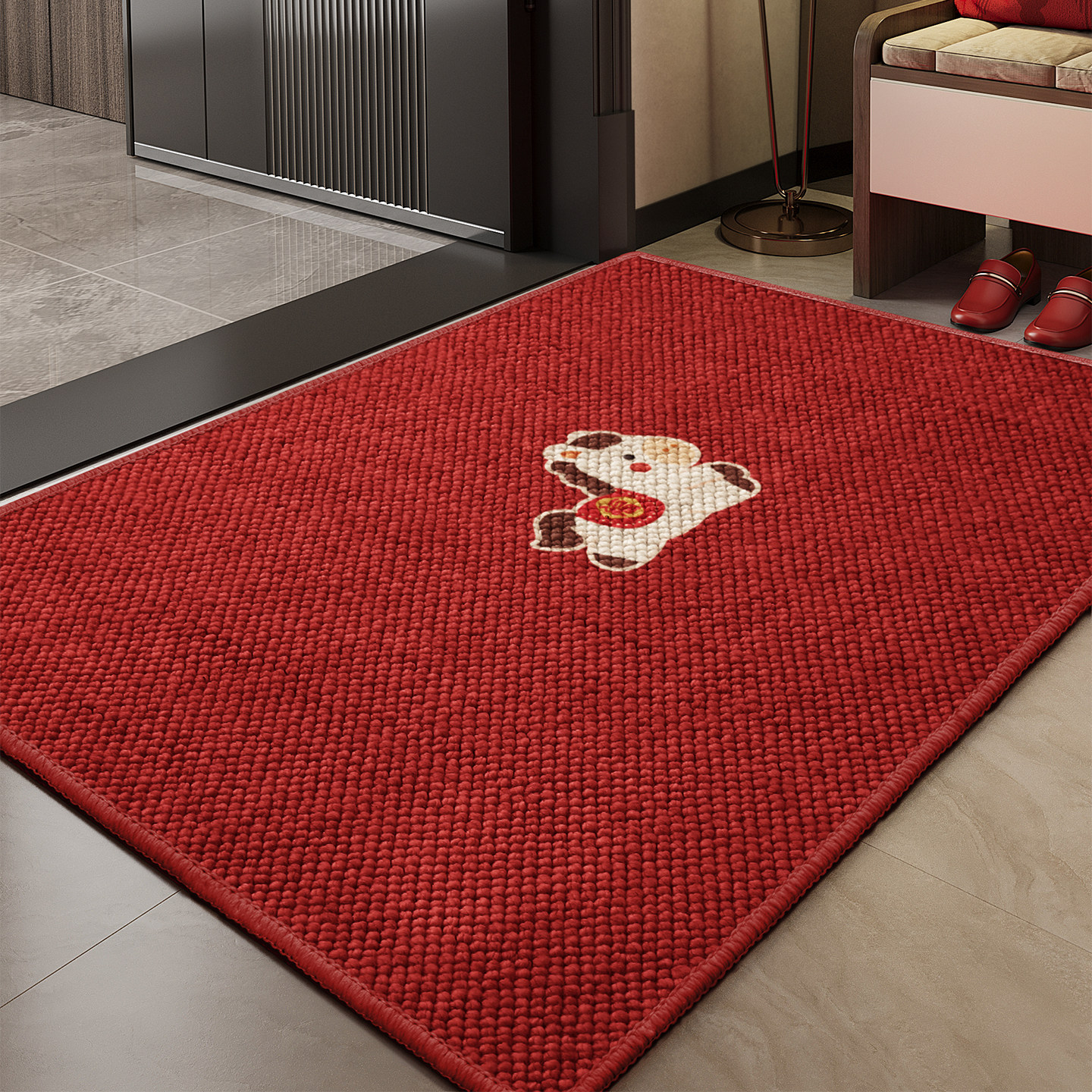 入户门地垫红色新款大颗粒玄关