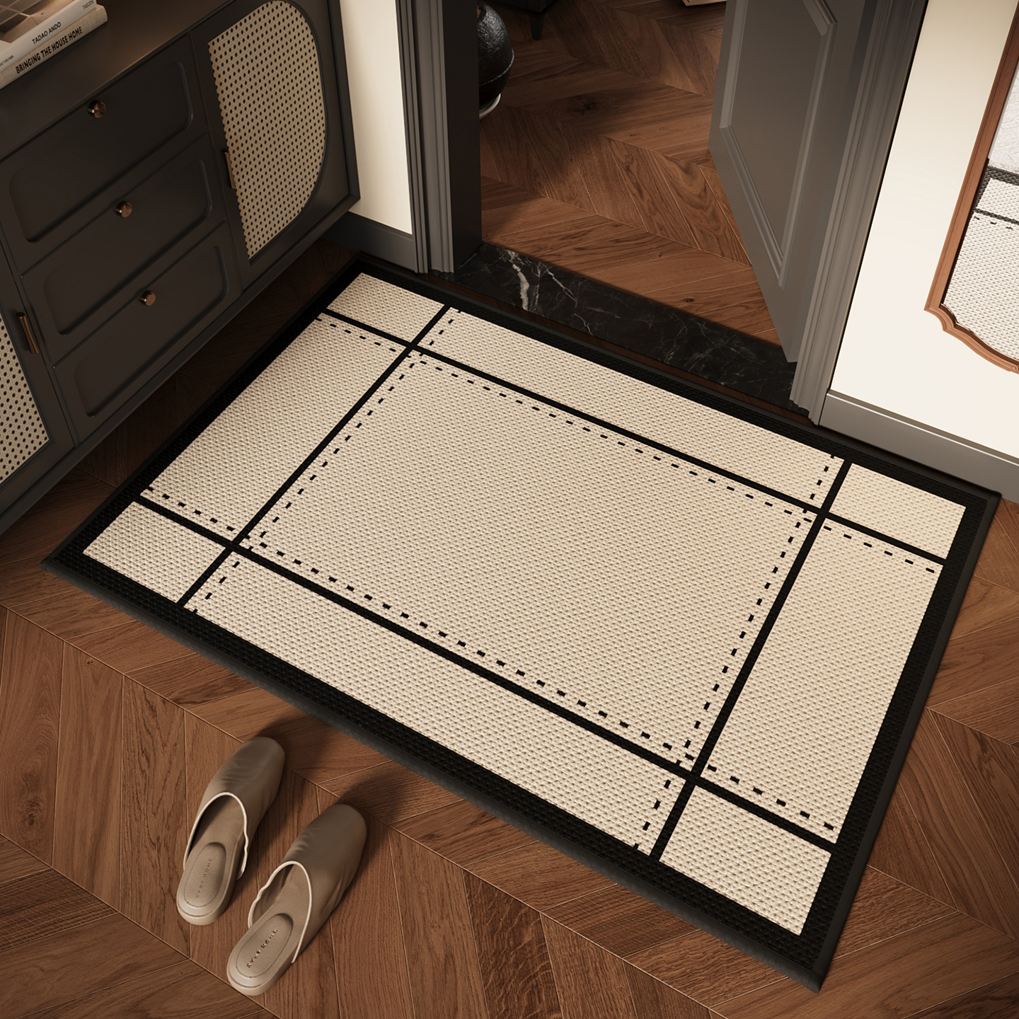 入户门地垫现代简约玄关防滑垫大门口耐脏除尘脚垫高级感地毯门垫