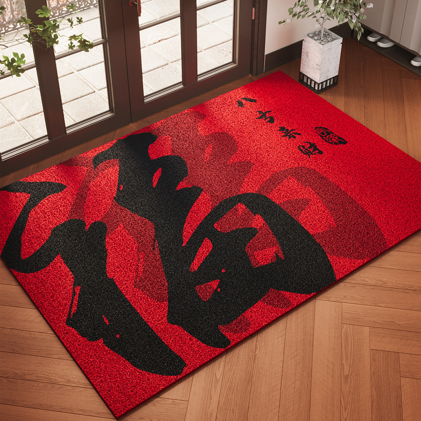 红色丝圈入户门地垫玄关大门口地垫防滑脚垫耐脏耐磨除尘免洗地毯,居家布艺,入户地垫,淘宝优惠券,粉丝福利购,淘宝优惠卷