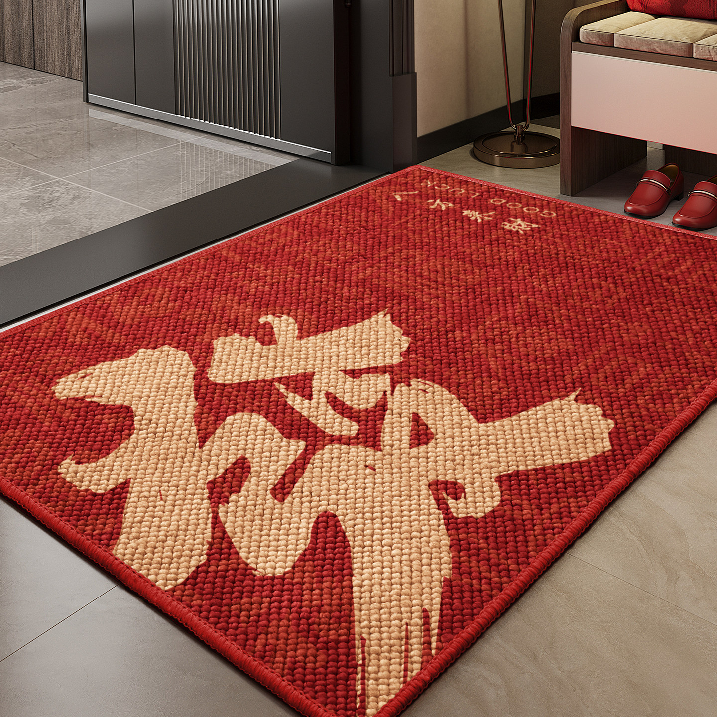 入户防滑耐磨红色大颗粒地垫