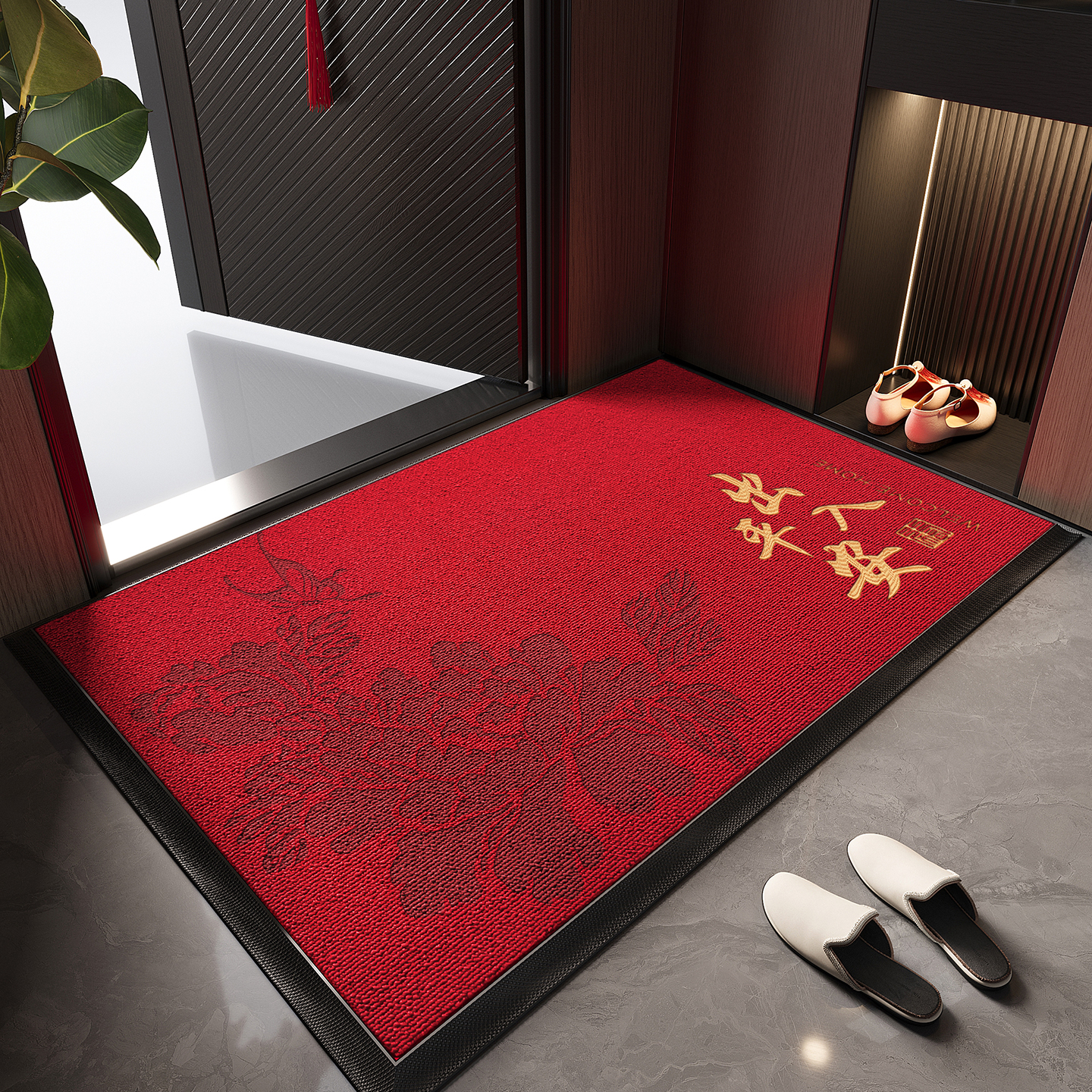 入户门地垫红色喜庆高端防滑门垫
