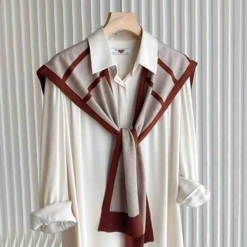 2025新款薄款夏季外搭洋气高端打结网红小搭肩春秋条纹针织披肩女