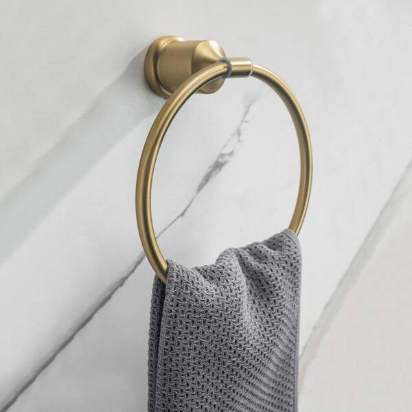 拉丝金色不锈钢擦手毛巾环 圆形毛巾挂浴室卫生间五金挂件