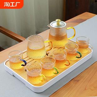 家用客厅功夫茶杯茶壶红茶泡茶器茶盘三才现代 耐热玻璃茶具套装