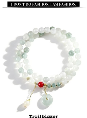 天山翠玉石平安扣手串手链女款双层叠戴新中式轻奢小众精致手串
