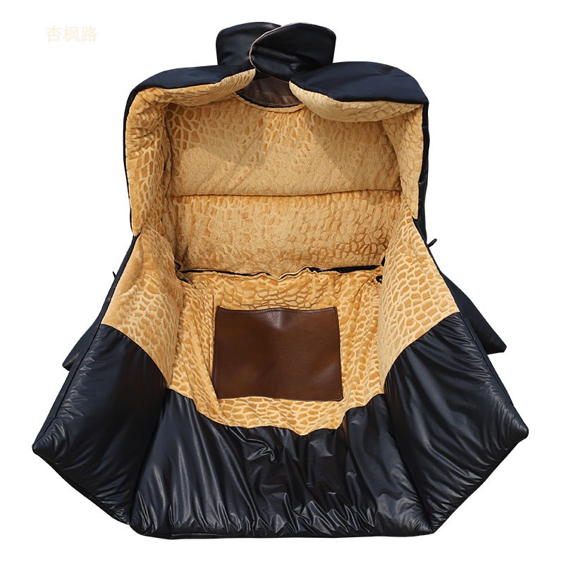 2022冬新款三轮车挡风被PU皮卡肩电动摩托车加绒加大加厚护腿防寒