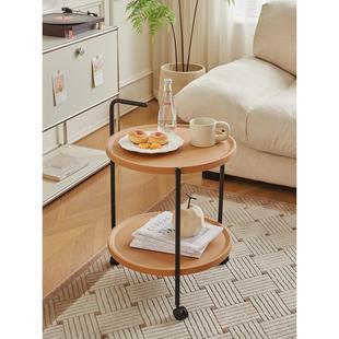 沙发小圆桌阳台轻奢圆形小户型边几简约北欧茶几可移动餐车小推车