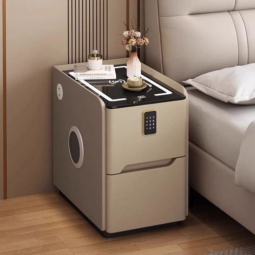 智能夹缝柜实木带锁小型储物柜