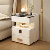 智能床头柜现代简约家用卧室三层储物带密码 锁轻奢高级充电置物柜