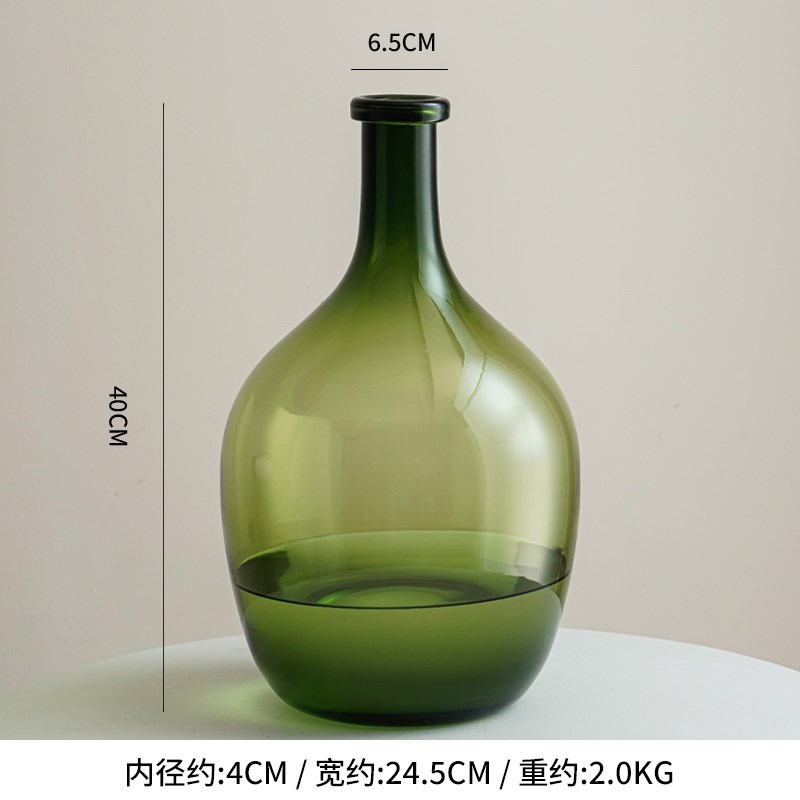 高级感客厅摆件简约花瓶玻璃w水养雪柳马醉木南天竹吊钟落地装饰