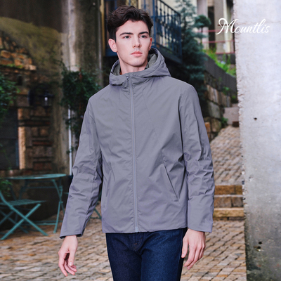 90白鹅绒男装连帽羽绒服