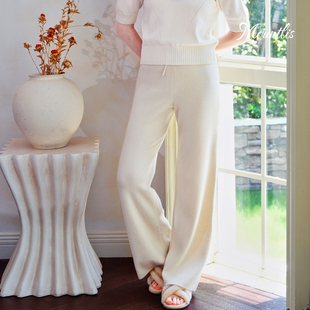 Mountlis蒙缇 100%阿尔巴斯山羊绒慵懒风休闲裤宽松厚款阔腿裤子