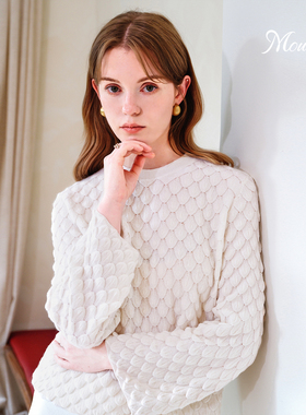 Mountlis蒙缇 【B站】100%阿尔巴斯山羊绒鱼鳞纹针织衫罩衫上衣