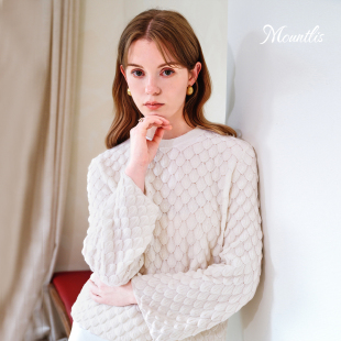 Mountlis蒙缇 【B站】100%阿尔巴斯山羊绒鱼鳞纹针织衫罩衫上衣