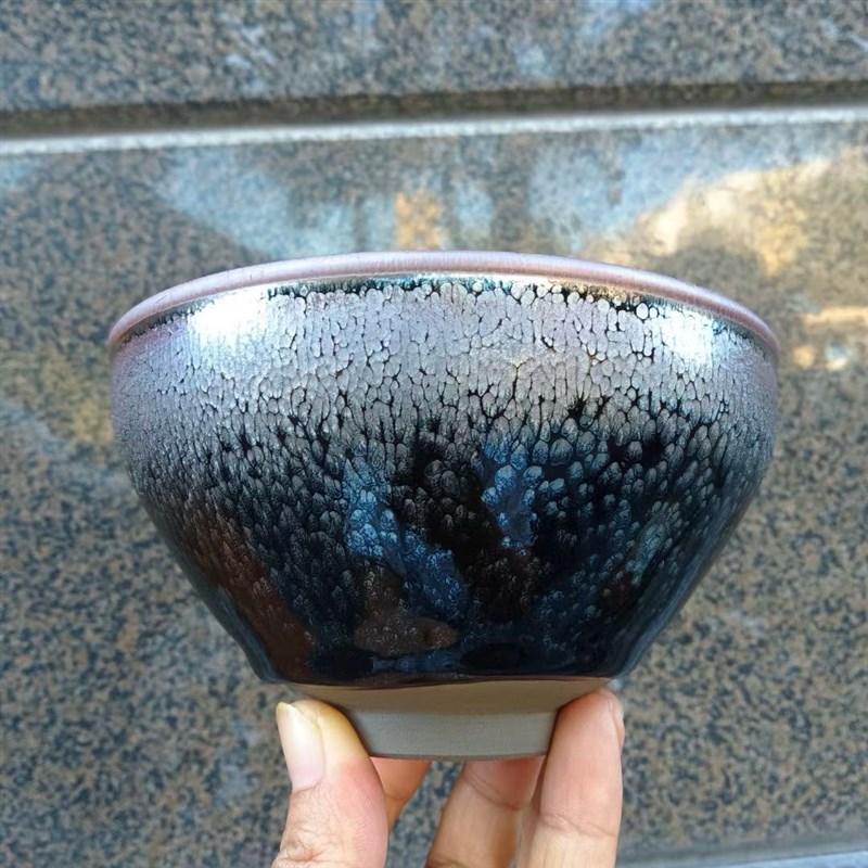 【点茶盏】仿宋点茶用品黑油滴建盏12.5cm标准点茶盏抹茶碗陈家盏