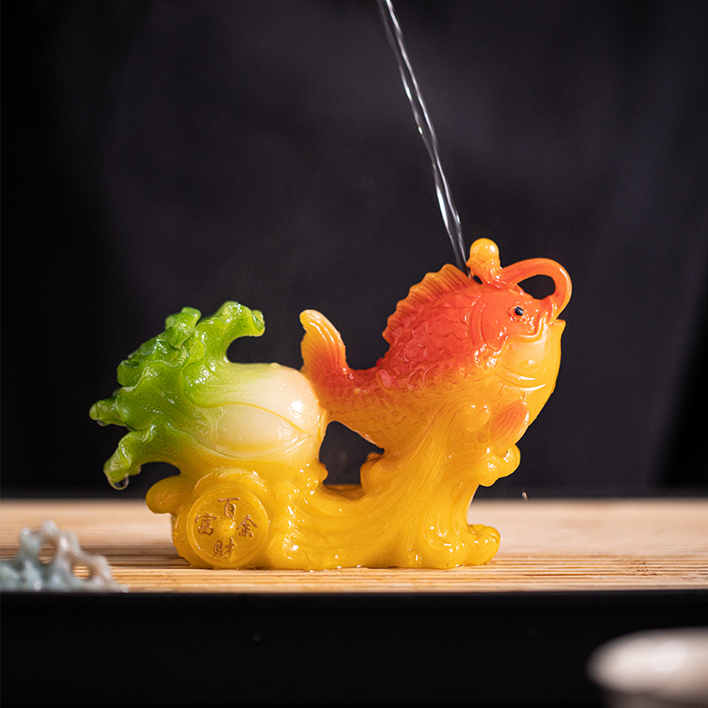 【百财富余】变色锦鲤茶宠摆件精B品趣味可养茶玩茶桌茶盘招财装