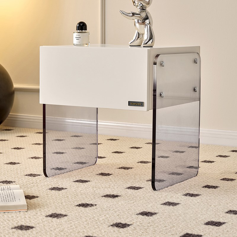 全友家居现代简约床头柜卧室单层透明收纳H储物亚克力床柜129568