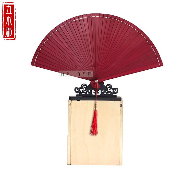 骨扇18厘米镂空i全竹折扇子 5.4寸黑色平板迷你小折叠扇女夏16公