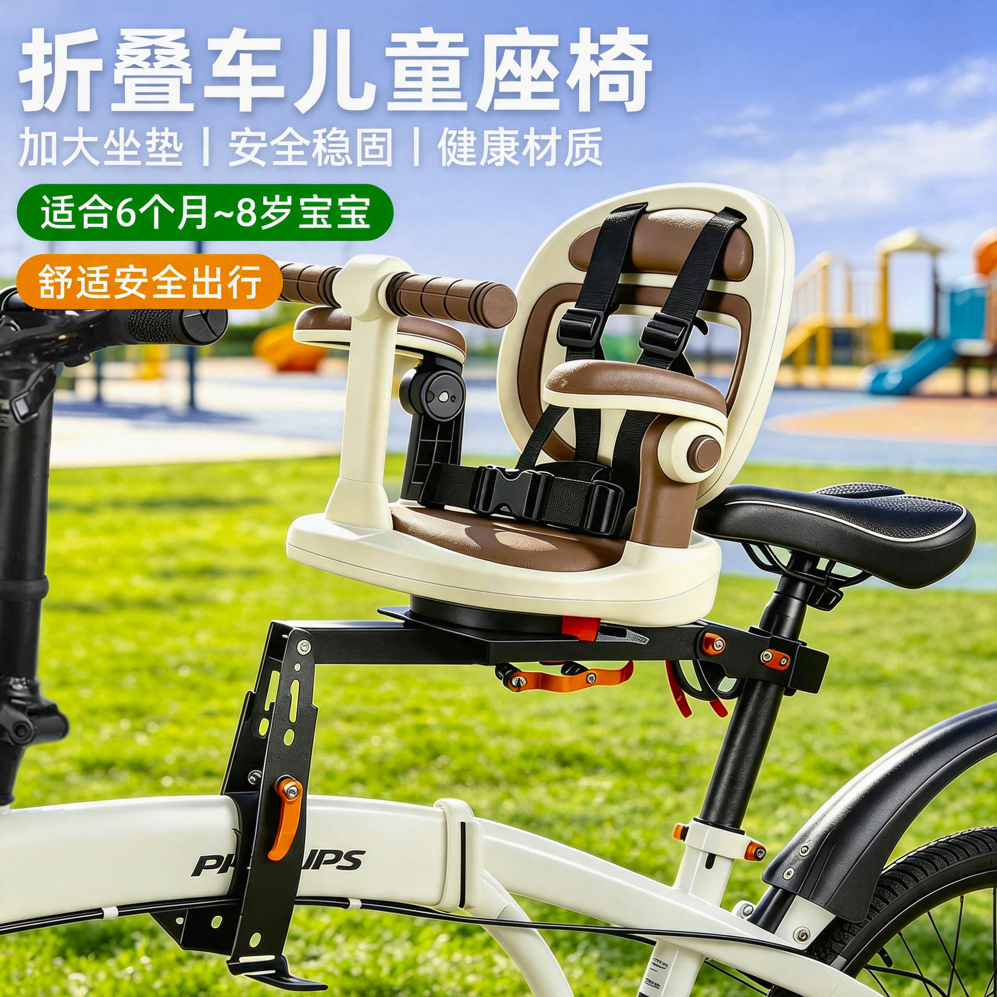 折叠车儿童座椅前置山地自行车宝宝安全亲子共享单车大行便携快拆