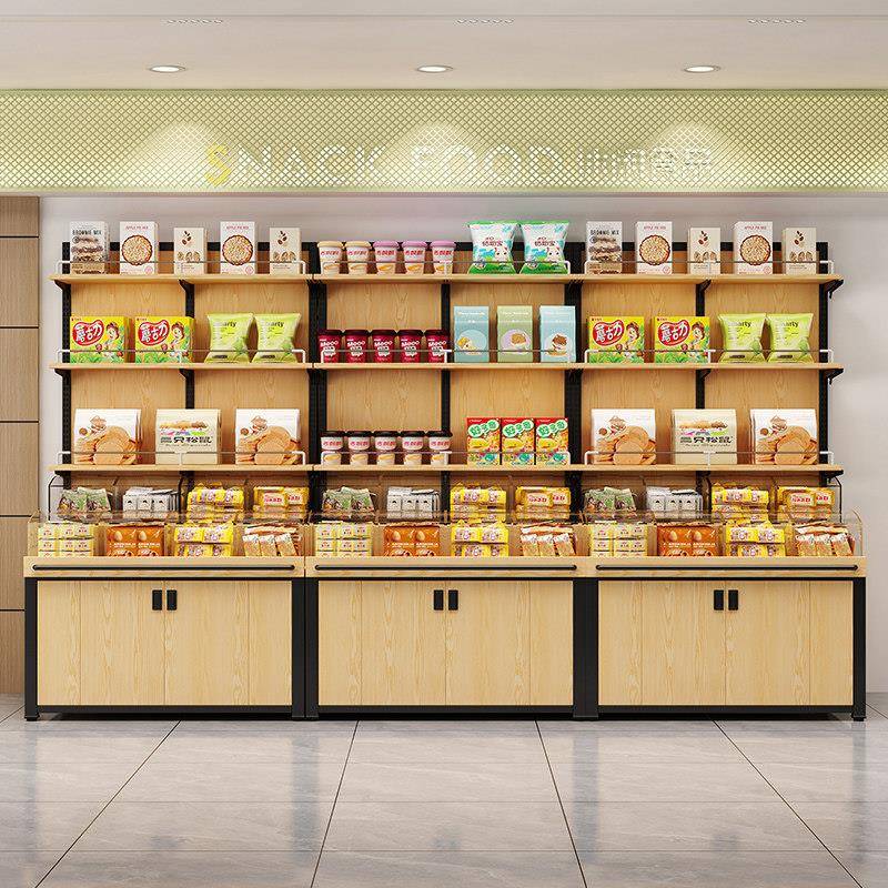 超市靠墙货架零食散称柜干果炒货糖果五谷杂粮展示架米面鸡蛋柜