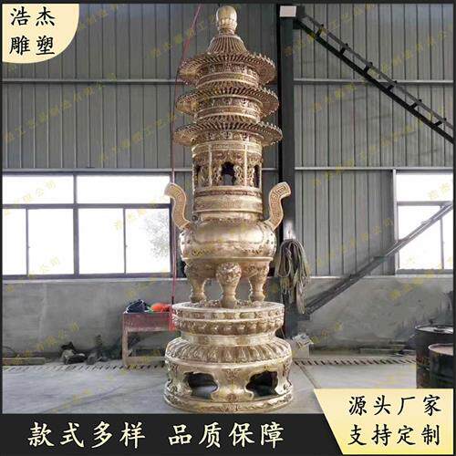 大型铸铜故宫宝鼎三层盖多层塔炉一层香炉园林景观寺庙影视城雕塑