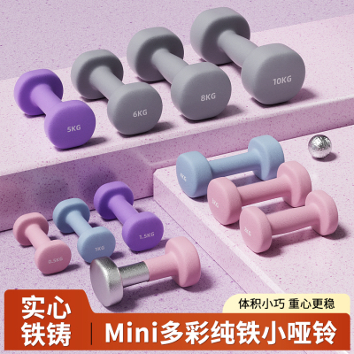 家用健身多彩纯铁小哑铃