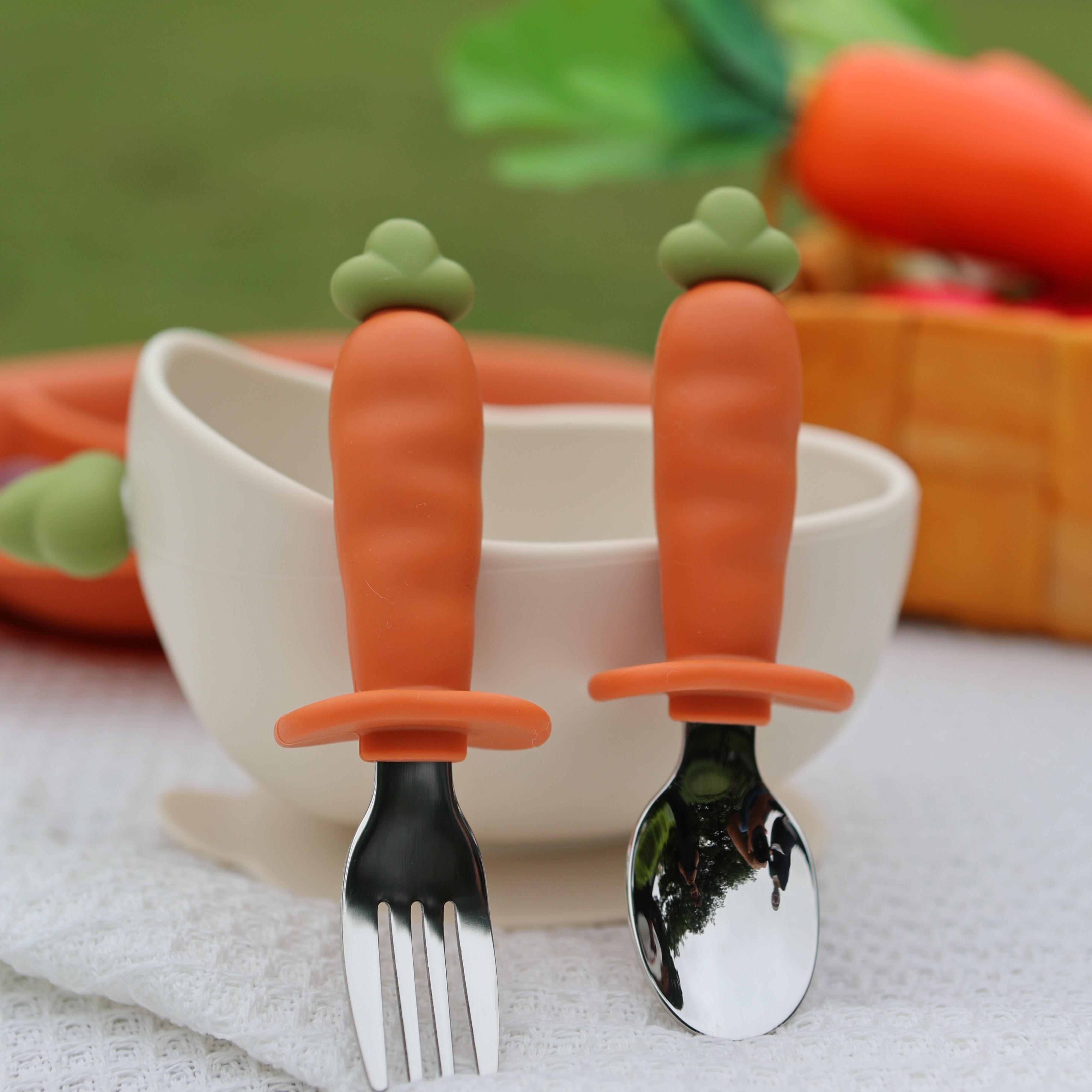 Loveinno宝宝辅食叉勺316不锈钢铂金硅胶儿童餐具训练勺喂养勺子,婴童用品,儿童餐具,淘宝优惠券,粉丝福利购,淘宝优惠卷