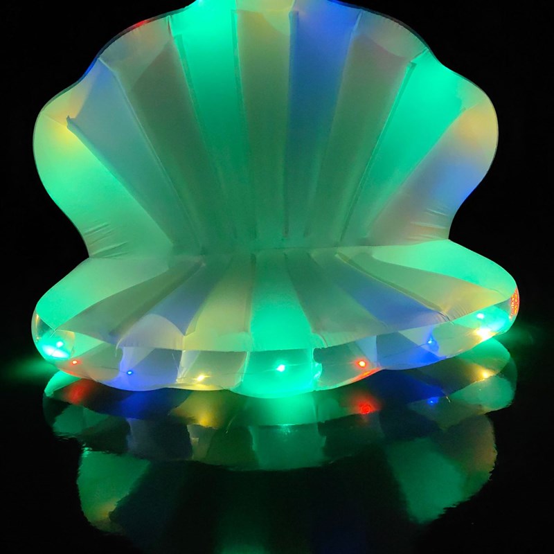 浮床充气浮排PVC白色珍珠贝壳沙发水上浮垫发光游泳圈