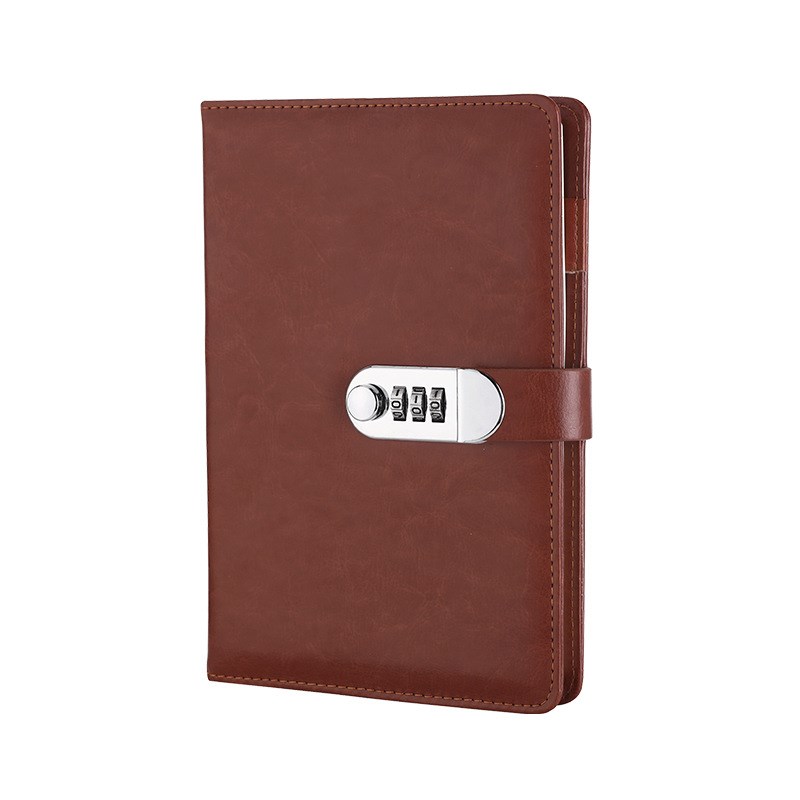 A5复古密码本学生日记本带锁创意笔记本子文具皮面加厚记事本手账