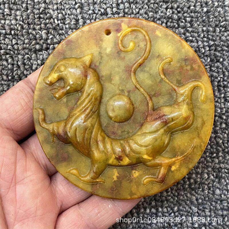 古玉老玉玄武四大神兽牌文玩挂件仿古岫玉古玉青龙白虎朱雀玄武