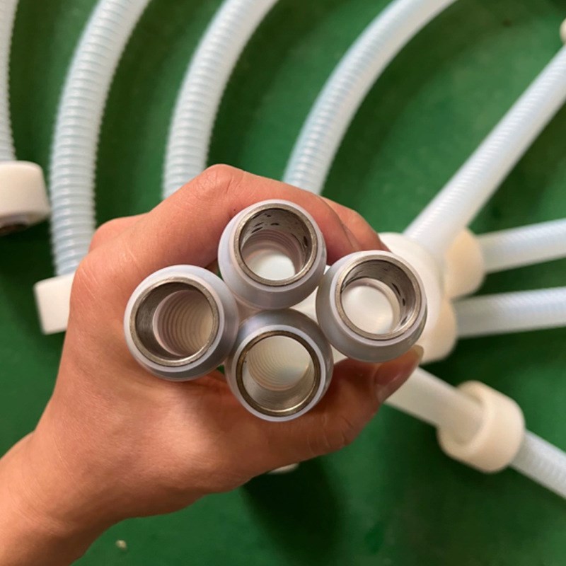 四氟透明波纹管螺旋管保护套防腐绝缘FEP四氟波纹管带算盘子接头