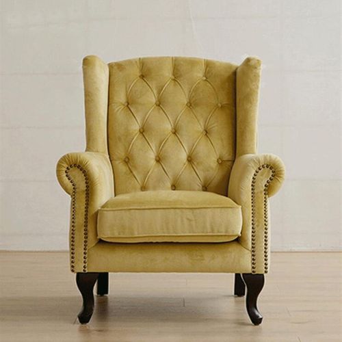 美式轻奢单人沙发乡村复古小户型实木布艺客厅欧式懒人高背老虎椅