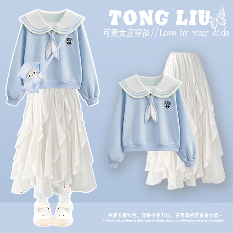 女童巨好看秋季连衣裙子2026新款女大童初中生韩系独特漂亮公主裙