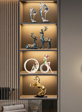 轻奢高档客e厅摆件家居酒柜电视柜装饰品玄关桌面摆件乔迁新居礼