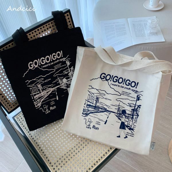 ANDCICI@童年来信~放学的路~原创动漫帆布包袋单肩包男女学生书包