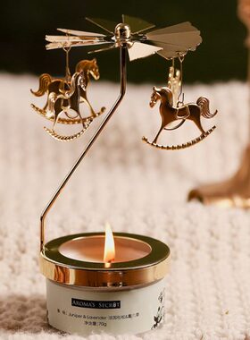 马欧式旋转烛台旋转烛台创意摆件配件3C6马灯蜡烛走杯精油香薰M.