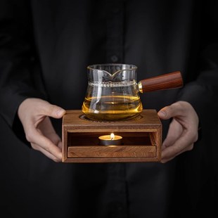 温茶器沙比利实木煮花茶底座围炉煮茶家用保温蜡T烛小火炉烘茶烤