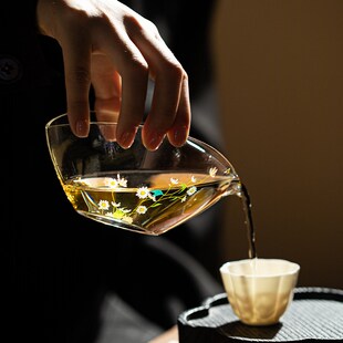 小雏菊玻璃公道j杯家用小清新茶具加厚透明茶海分茶器女士精致