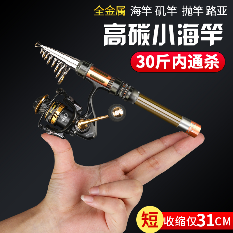 超短节迷你小海竿小抛竿r全套新款碳素超硬远投短海杆钢笔甩杆套